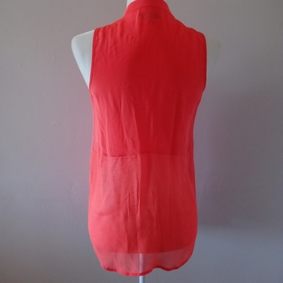 Madewell Cargo Sleeveless 100% Silk Top Neon Orange Size Small - Picture 5 of 10